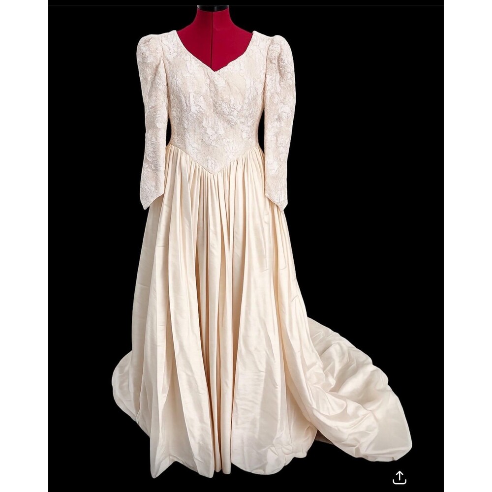 Vintage Victorian Wedding Dress Ivory Lace Satin Gown Needs Completion